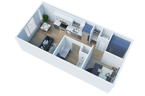 Floor plan for studio, 1 bath, 626 sqft